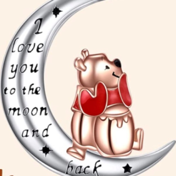 Winnie the Pooh Hunny Pot Hearts I Love You to the Moon and Back Necklace - Picture 5 of 6